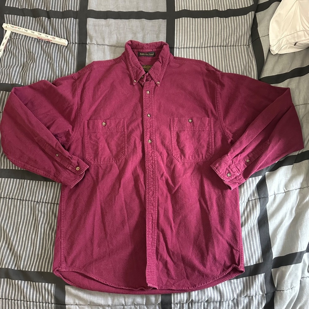 Vintage Eddie Bauer Men's Outbound Twill Work Shirt Purple Long Sleeve